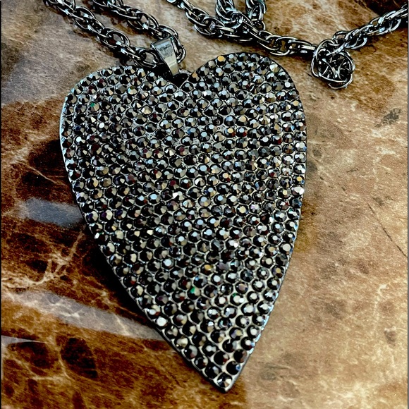 Thalia Sodi Jewelry - Thalia Sodi Black Crystal Heart Necklace NWT 36 in long Lobster claw clasp